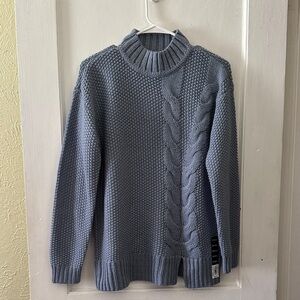 NWT Vera Wang Blue Mock Neck Long Sleeve Tunic Length Sweater